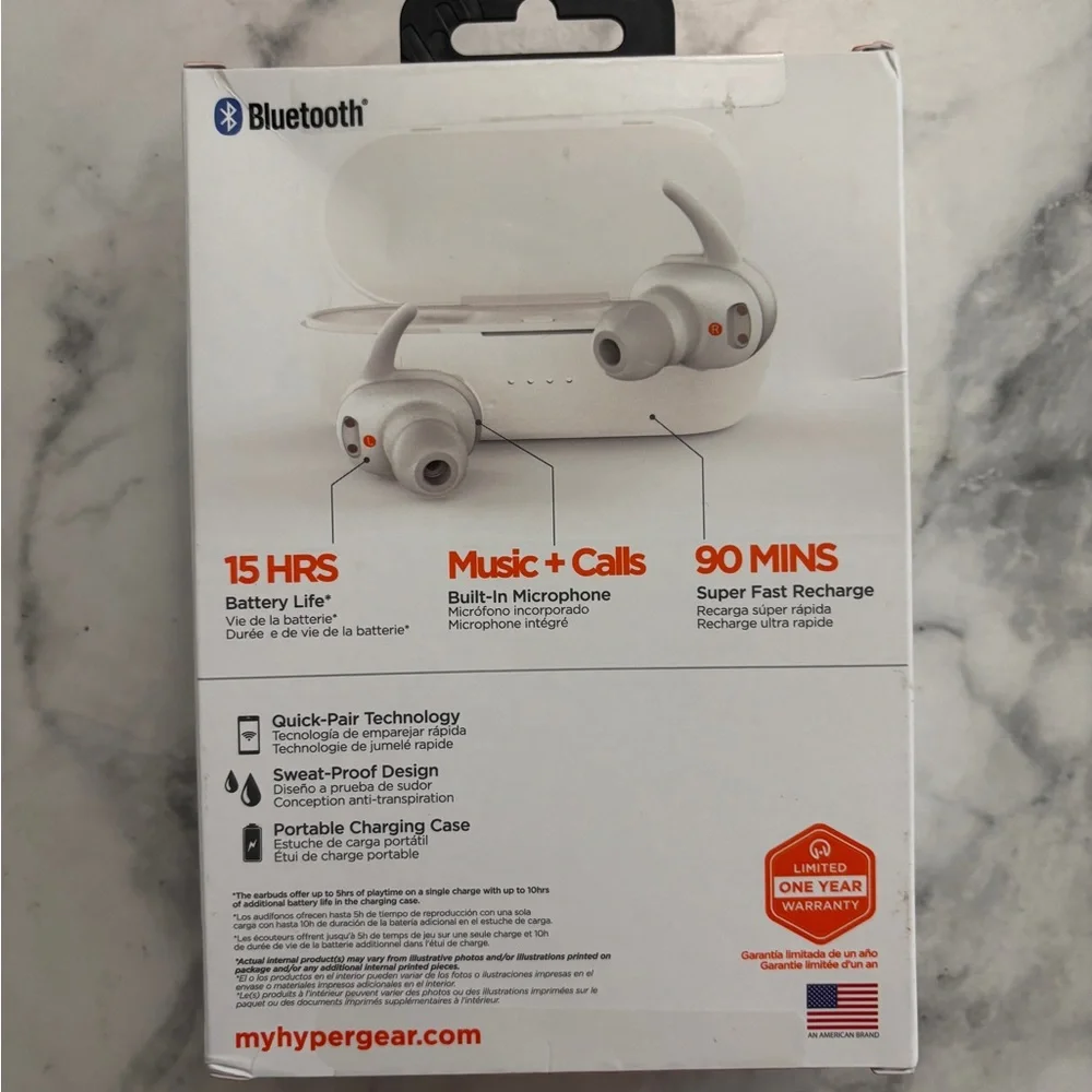 White True Dynamic Surround Sound BT Wireless Earbuds with Charging Case
